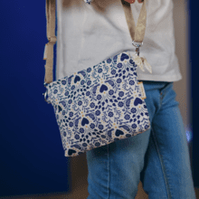 Mini pochette tissu scandinavia bleu