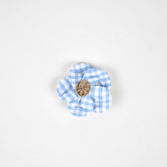 Mini Barrette Pétales de Fleur vichy ciel