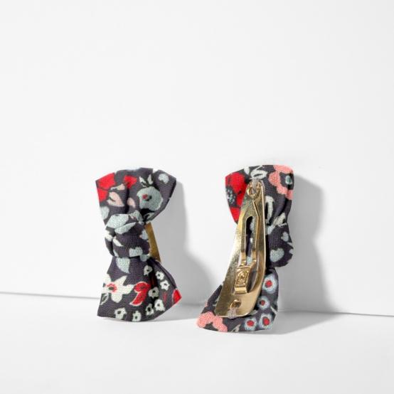 Barrettes clic-clac petits noeuds jardin d'aurore