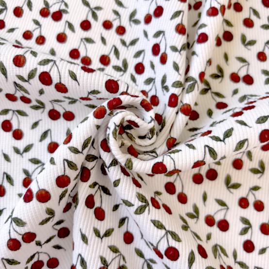 Tissu jersey côtelé cerisette