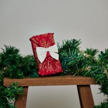 Furoshiki petit 35 x 35 cm ex2448 flocon de noel or rouge