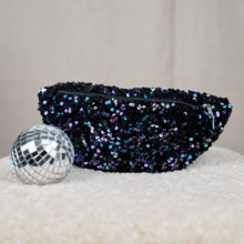Petit sac banane sequins violet noir