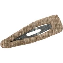 Barrette clic-clac tissu lin cuivré