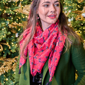 Foulard pompon féérie fuchsia