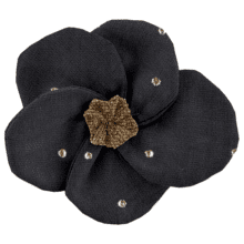 Petite Barrette Pétales de Fleur gaze pois or noir