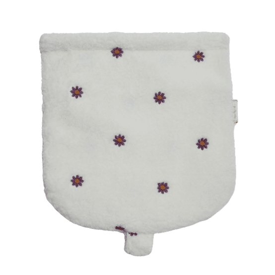 Rabat petite besace moumoute ivoire fleurie