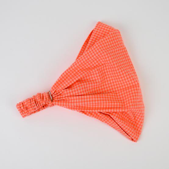 Bandeau fichu Adulte vichy orange fluo