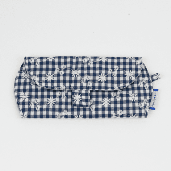 Etui à lunettes vichy brodé marine