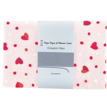Coupon tissu 1 m ex2306 coeurs scintillants rouges