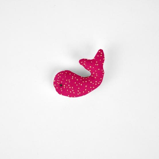 Barrette Baleine fuchsia pailleté