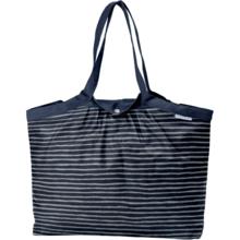 Sac cabas taille moyenne plissé rayé argent marine