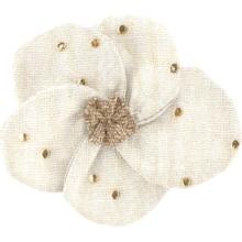 Petite Barrette Pétales de Fleur gaze pois or écru
