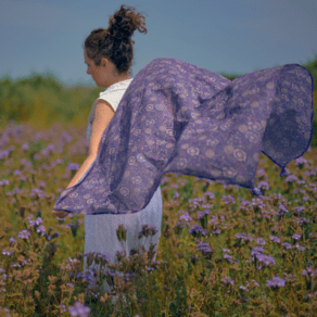 Foulard pompon lavandula