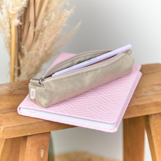 Trousse étui lin doré