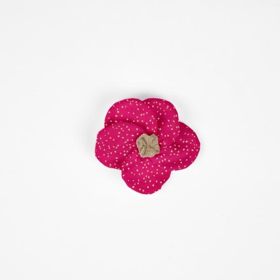 Petite Barrette Pétales de Fleur fuchsia pailleté