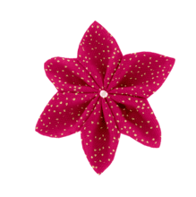 Barrette fleur étoile fuchsia pailleté