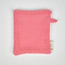 Mini-Gant Démaquillant gaze pois or rose sorbet