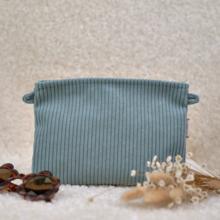 Pochette tissu velours côtelé lichen