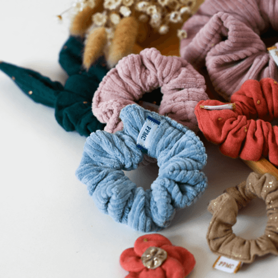 Petit Chouchou velours côtelé bleu