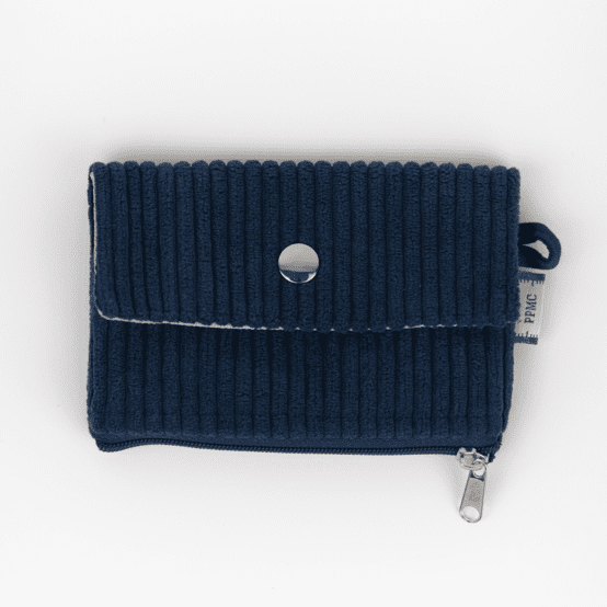 Mini pochette porte-monnaie velours côtelé large marine