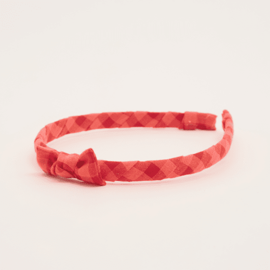 Serre-tête fin vichy rouge corail
