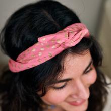 Bandeau vintage feuillage or rose
