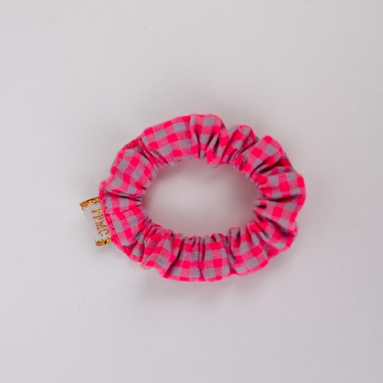 Mini Chouchou vichy rose fluo