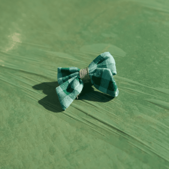 Barrette Mini Noeud Papillon vichy vert menthe