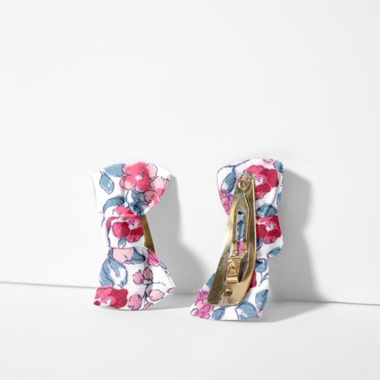 Barrettes clic-clac petits noeuds rose grenadine