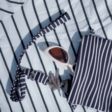 Porte-clés collier rayé ivoire marine