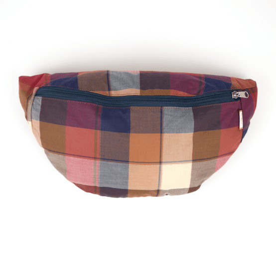 Sac banane tartan lurex rubis