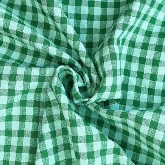 Tissu coton au mètre ex2534 vichy seersucker vert vif