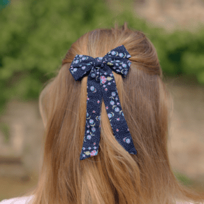 Barrette noeud ruban moyenne bleudana