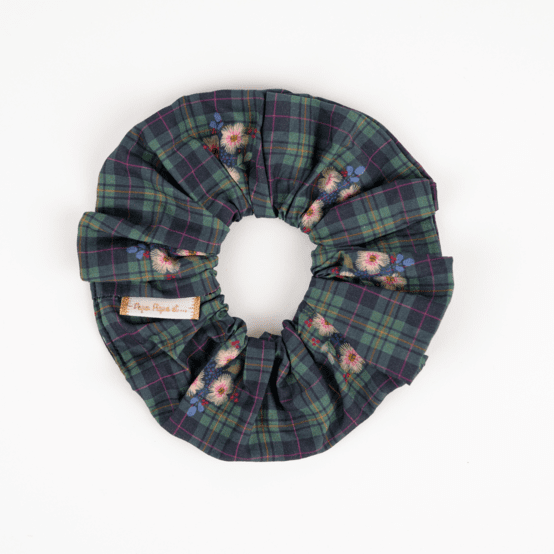 Chouchou tartan fleuri