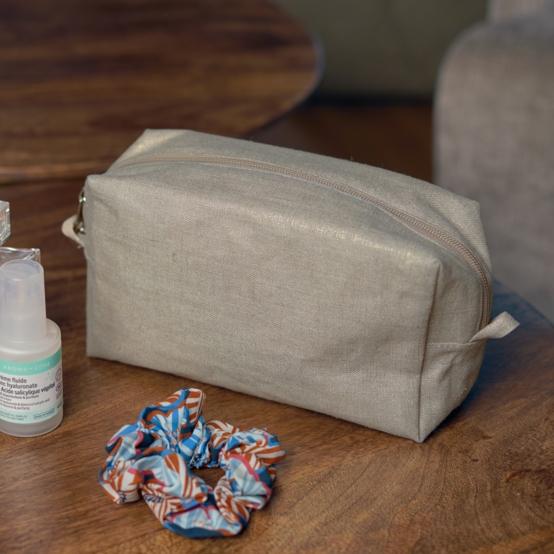 Trousse de toilette rectangle lin doré