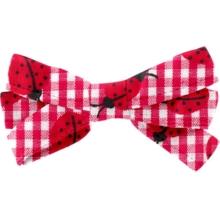 Barrette noeud ruban vichy coccinelle