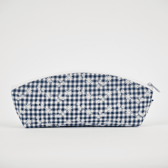 Trousse scolaire vichy brodé marine