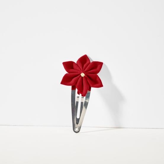 Barrette clic-clac fleur étoile rouge