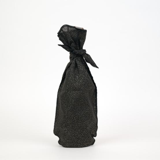 Fuboshiki - Pochette cadeau tissu pour bouteille noir pailleté