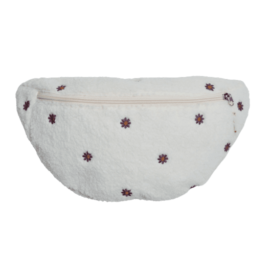 Sac banane moumoute ivoire fleurie