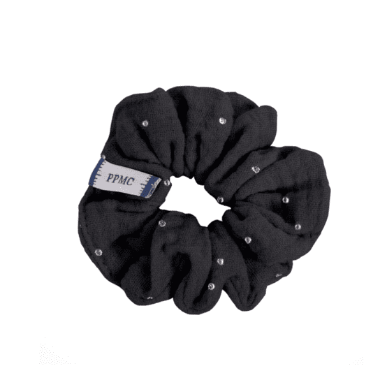 Petit Chouchou gaze pois or noir