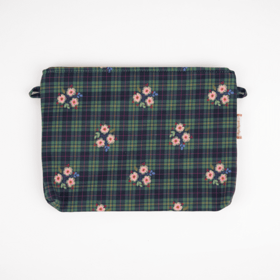 Pochette tissu tartan fleuri