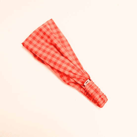 Bandeau fichu Enfant vichy rouge corail