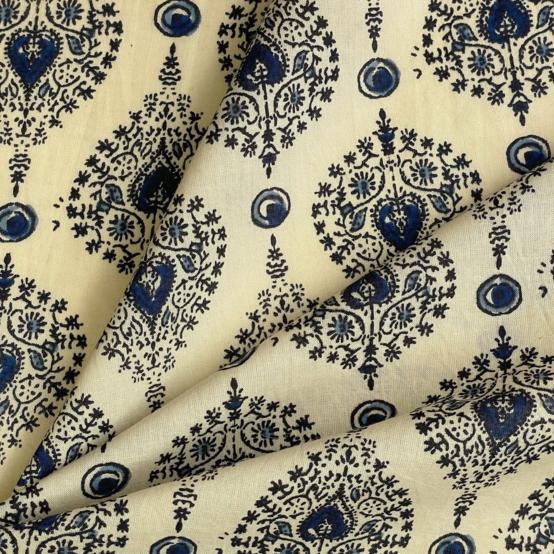 Tissu coton au mètre ex2514 indienne gouttes graphiques creme