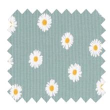Tissu jersey côtelé marguerite menthe