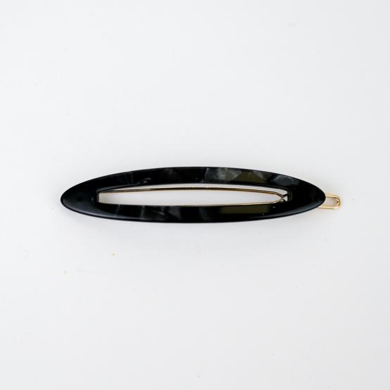 Barrette ovale moyenne noir nacré