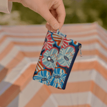 Mini pochette porte-monnaie anémones rayées