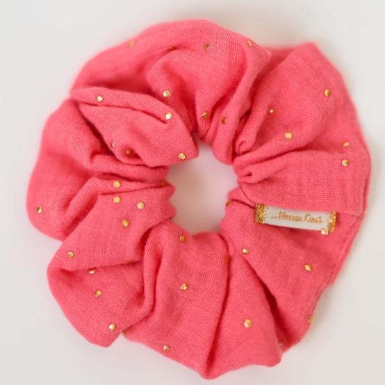 Chouchou gaze pois or rose sorbet