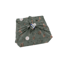 Furoshiki petit 35 x 35 cm ex2348 boules de noel cuivré vert gris