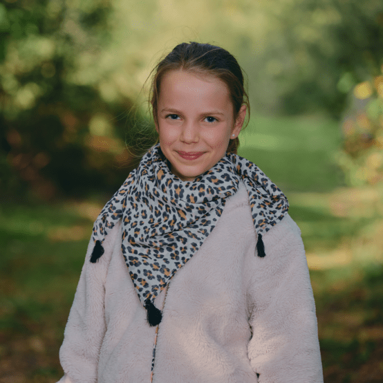 Petit foulard pompon leopard
